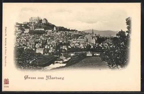 AK Marburg, Ortsansicht mit Schloss