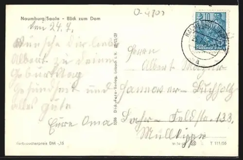 AK Naumburg /Saale, Strassenpartie mit Blick zum Dom