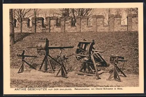 AK Saalburg, antike Geschütze, Rekonstruktion von Oberst Schramm in Metz