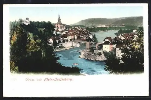 AK Klein-Laufenburg, Ortsansicht mit Brücke über den Rhein
