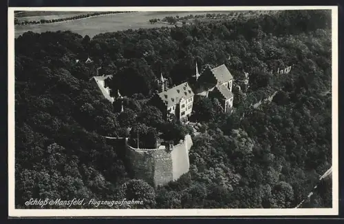 AK Mansfeld / Südharz, Schlossansicht vom Flugzeug aus