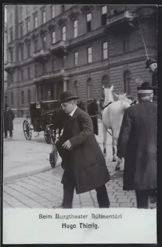 AK Schauspieler Hugo Thimig beim Burgtheater Bühnentürl