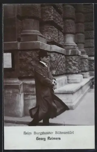 AK Wien, Burgtheater, Schauspieler Georg Reimers, Bühnentürl