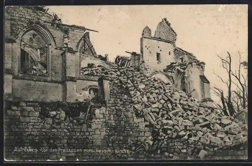 AK Autrêches, Église détruite par les bombardements