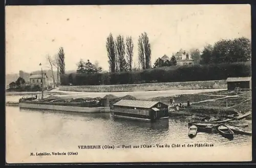 AK Verberie /Oise, Pont sur l`Oise, Vue du Chât et des Plâtrières