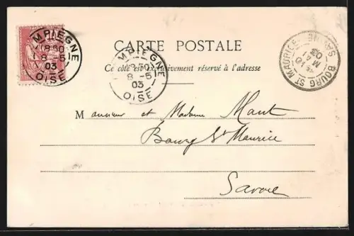 AK Compiègne, L`Oise avec des péniches naviguant sur la rivière