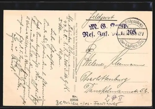 AK Beaulieu-les-Fontanes, Monument de Jeanne d`Arc et vue du château