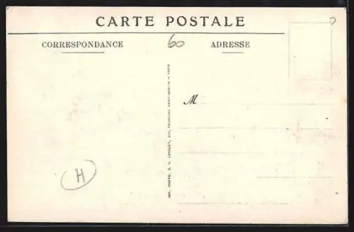 AK Moliens /Oise, Rue Principale avec deux passants et maisons alignées