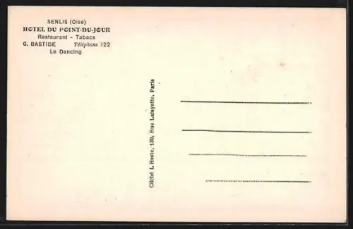 AK Senlis /Oise, Intérieur de l`Hôtel du Pont-du-Jour avec tables et décorations élégantes