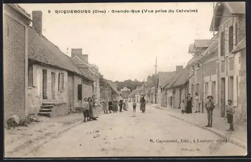 AK Ricquebourg /Oise, Grande-Rue, Vue prise du Calvaire