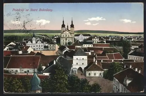 AK Alt Bunzlau / Stara Boleslav / Brandeis (NL), Teilansicht der Stadt