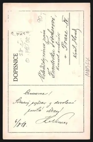 Künstler-AK Mnisek, Lesni Kaple na Male sv. Hore