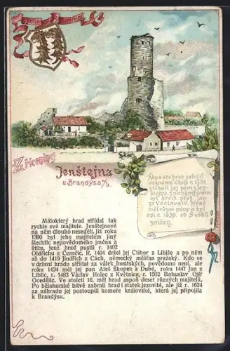 AK Jenstejna, Teilansicht mit Turmruine