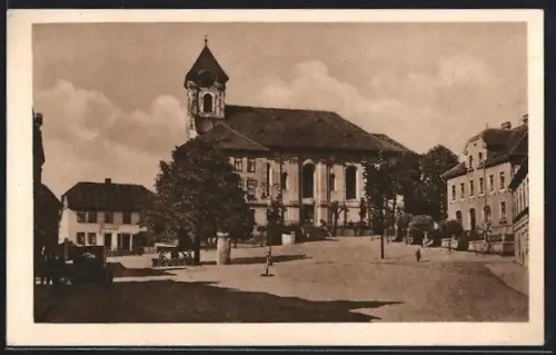 AK Chodau, Ortspartie an der Kirche