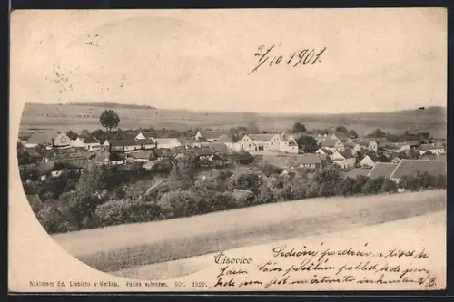 AK Cisovice, Ortsansicht aus der Vogelschau