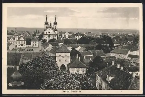 AK Jung Bunzlau / Mlada Boleslav, Teilansicht mit Kirche