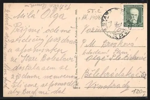 AK Alt Bunzlau / Stara Boleslav / Brandeis (NL), Teilansicht des Ortes mit Kirche