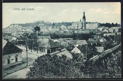 AK Lissa / Lysa, Ortsansicht mit Kirche