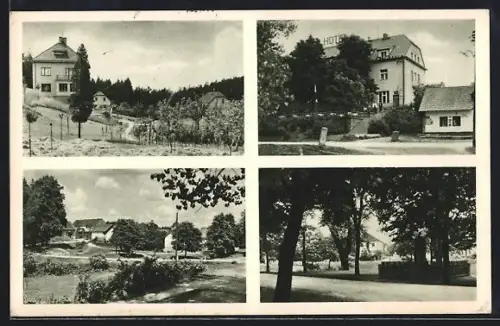AK Babice, Vier verschiedene Ansichten der Stadt