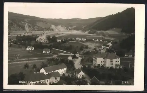 AK Stechovice n. Vlt., Panorama, Kostel