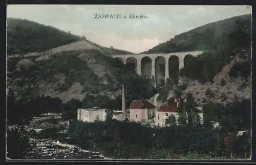 AK Zampach u Jílového, Cástecny pohled, zeleznicni most