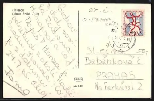 AK Lísnice /Praha, Ulice, Kostel