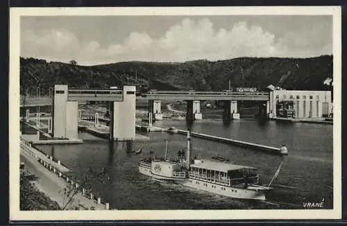 AK Vrané, Flusspartie mit Dampfer Praha