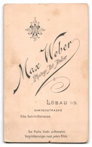 Fotografie Max Weber, Löbau i. S., Gartenstr. Ecke Bahnhofstr., Porträt eines jungen Mannes
