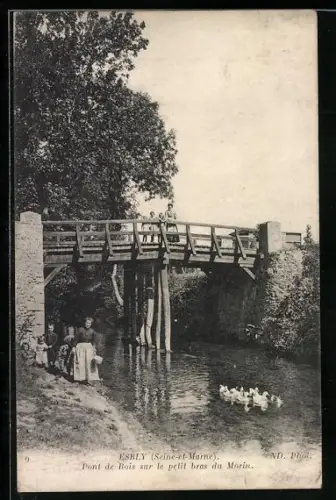 AK Esbly /Seine-et-Marne, Pont de Bois sur le petit bras du Morin