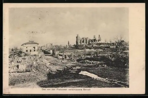 AK Servon, Vue des ruines après le bombardement francais