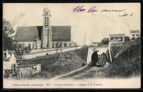 AK Héricy-sur-Seine, L`Eglise et le Tunnel