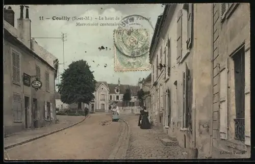 AK Couilly /S.-et-M., Le haut de la rue Pasteur, Marronnier centenaire