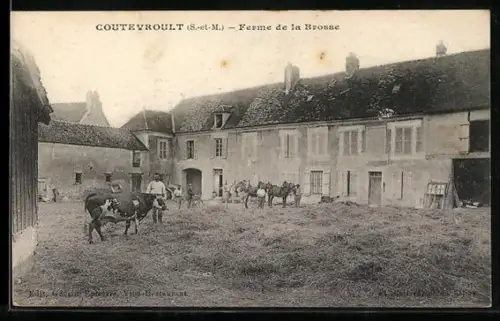 AK Coutevroult /S.-et-M., Ferme de la Brosse avec troupeau de vaches dans la cour