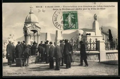 AK Nice, Translation des Cendres de Léon Gambetta dans le Monument édifié par la Ville de Nice