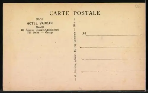 AK Nice, Hôtel Vauban sur l`Avenue Georges-Clemenceau avec magasins adjacents