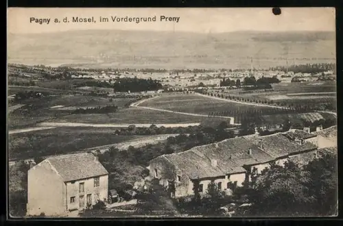AK Pagny-sur-Moselle, Vue avec Prény au premier plan