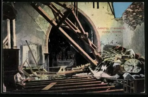 AK Leintrey, Église détruite, vue intérieure