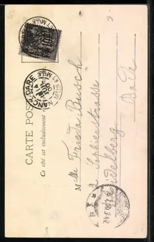 AK Nancy, Porte de la Craffe et rue animée avec passants et cyclistes