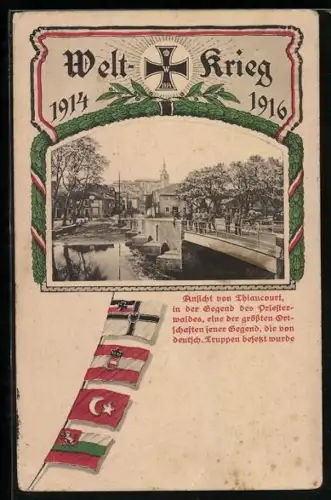 AK Thiaucourt, Vue du pont et des bâtiments environnants pendant la Première Guerre mondiale