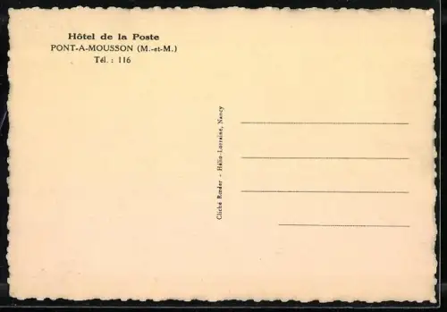 AK Pont-à-Mousson /M.-et-M., Hôtel de la Poste et Restaurant animés