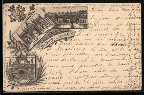 AK Nancy, Porte St. Georges, Place Stanislas, Arc de Triomphe