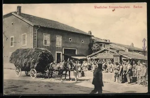 AK Barbas, Scène de rue avec soldats et chariot de foin