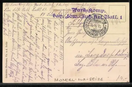 AK Moncel-sur-Seille, Rue principale avec le Café du Centre et l`église en arrière-plan