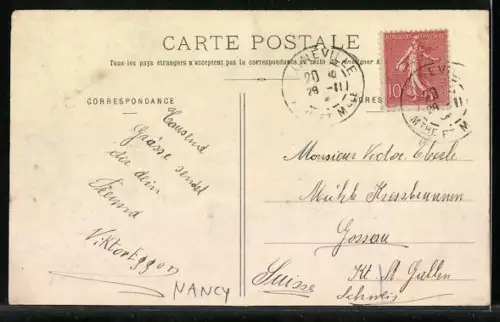 AK Nancy, Entrée de la Maison des Magasins Réunis et scène de rue animée