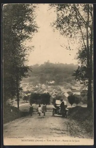 AK Montaigu /Aisne, Vue du Pays, Route de la Gare