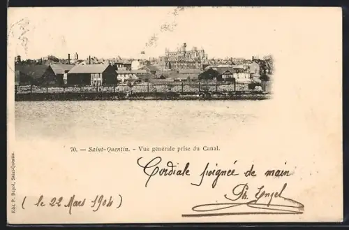 AK Saint-Quentin, Vue générale prise du Canal