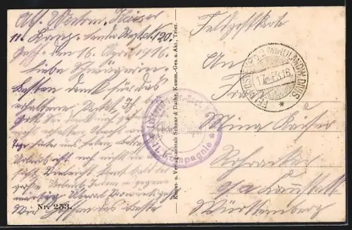 AK Cierges, Scène avec soldats et chevaux devant des ruines