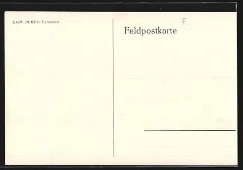 Künstler-AK Variscourt, Vue de l`église et des bâtiments environnants