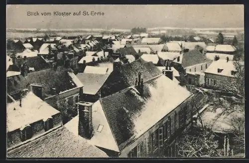 AK St. Erme, Vue du village enneigé depuis le cloître