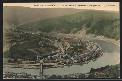 AK Monthermé /Ardennes, Vue générale de la vallée de la Meuse